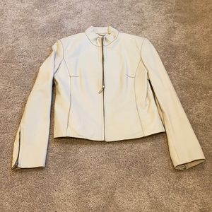 White Leather Moto Jacket